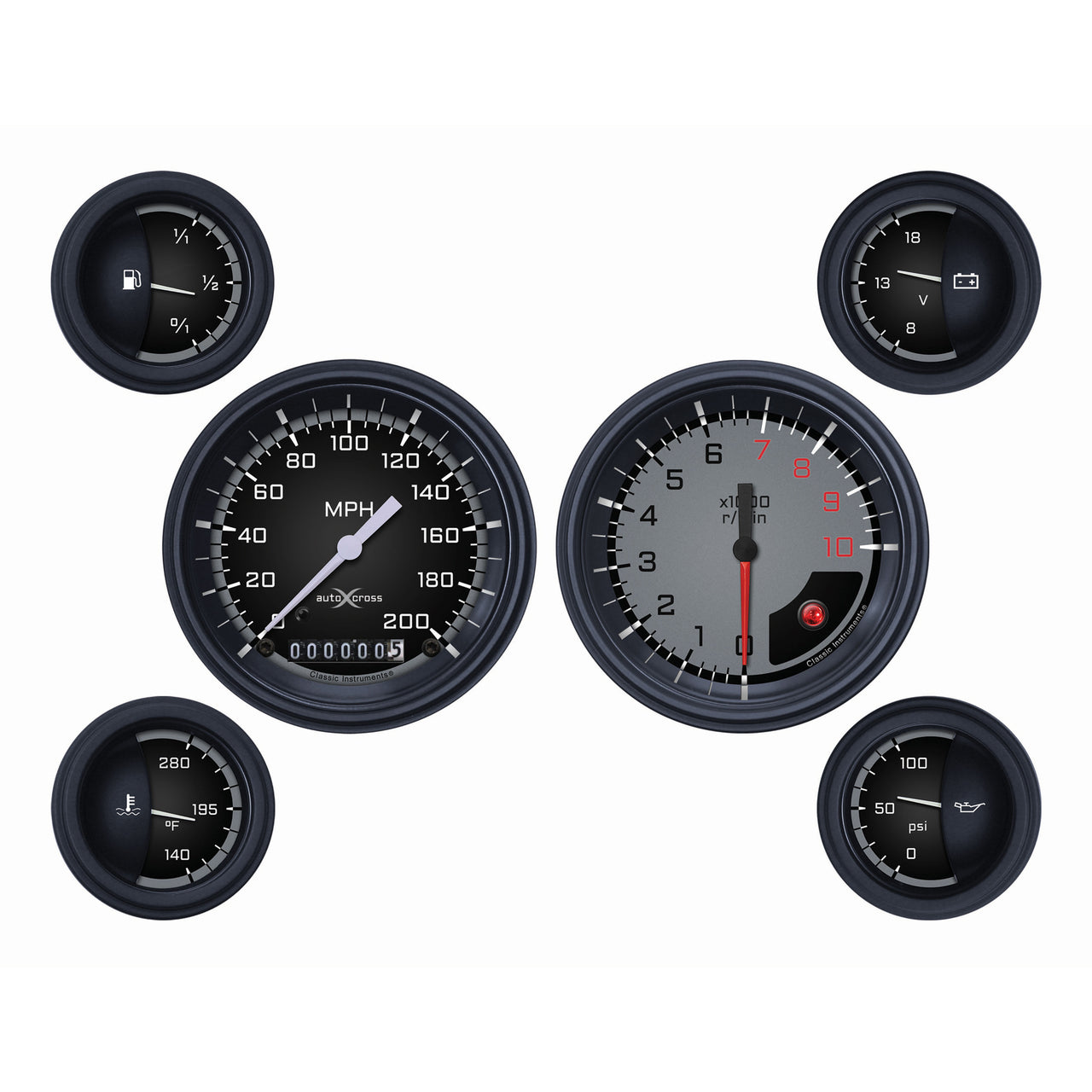 Auto Cross Gray Six Gauge Set