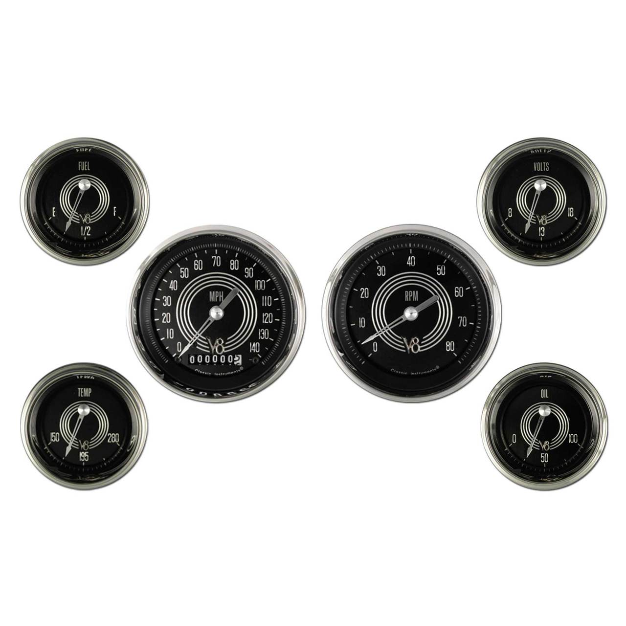 V8 Speedster Series Six Gauge Set
