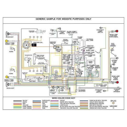 Dodge Truck B, D, And W Series Wiring Diagram, Fully Laminated Poster
